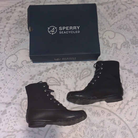 Sperry Saltwater Codura Black Duck Boots Waterproof Size 10 with Box - Picture 2 of 9